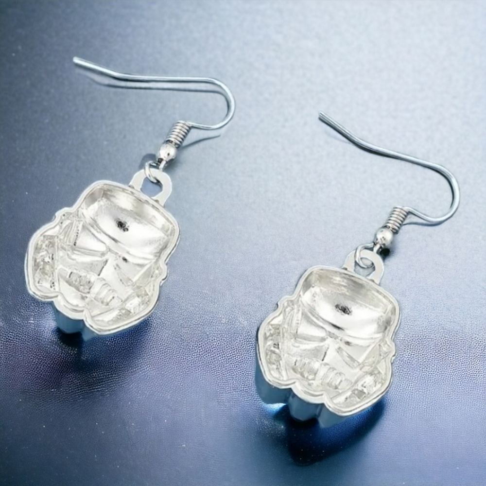 Star Wars Stormtrooper 3D Dangle Earrings Silver Disney Cosplay Costume Gift - Picture 4 of 6